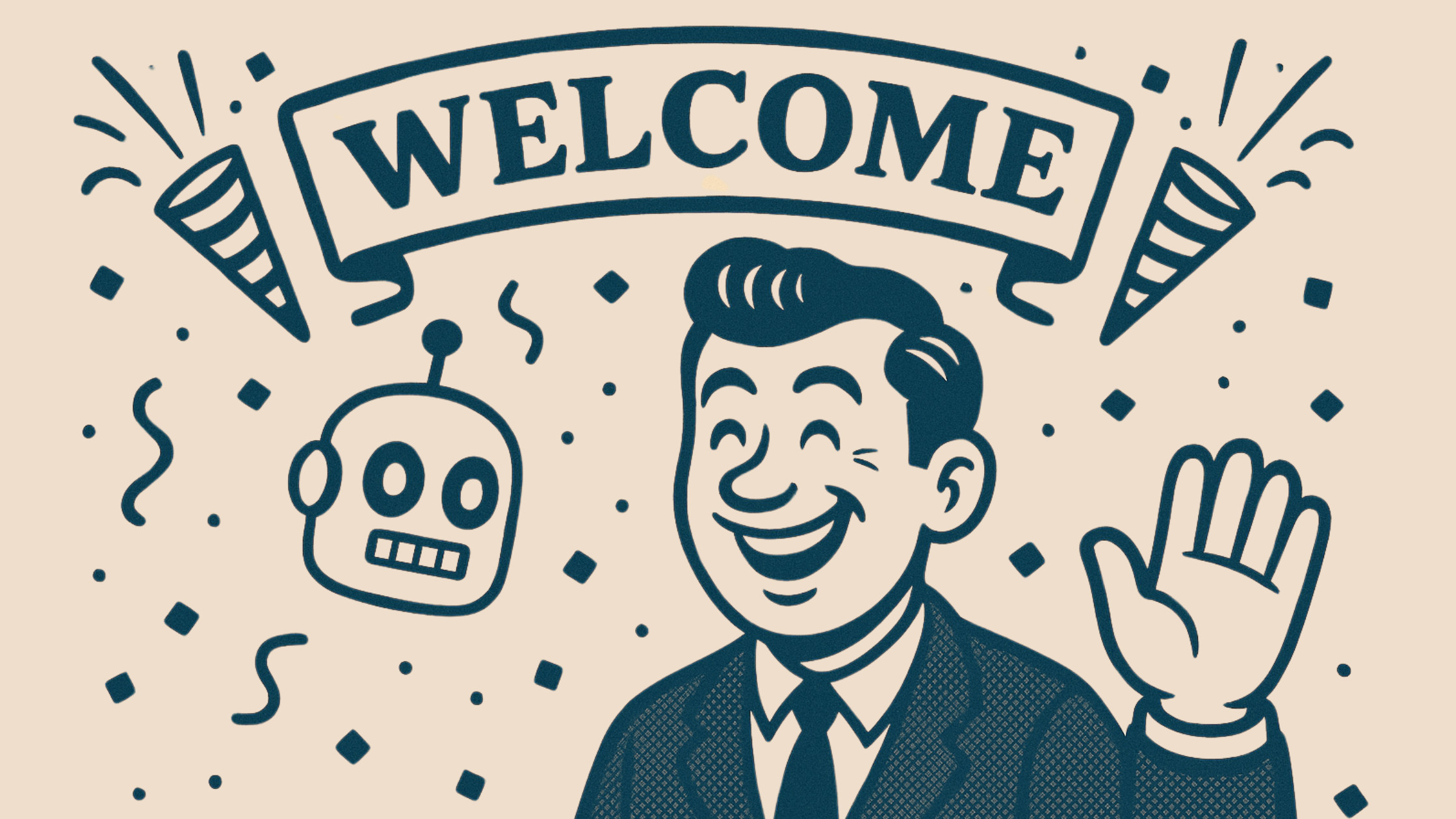 a cartoon of a man waving